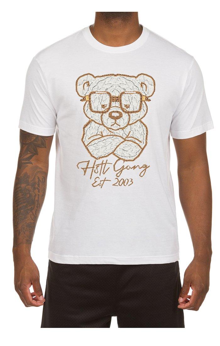 Hustle Gang Men's Neo Needle Point Knit Short Sleeve T-Shirt - White - WHITE